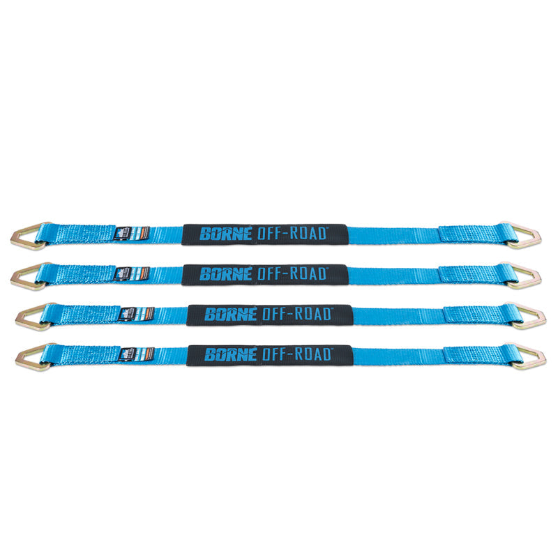 Borne Off-Road Vehicle Ratchet Tie-Down Kit (4 pack) Blue BNRTC-TD-4BL