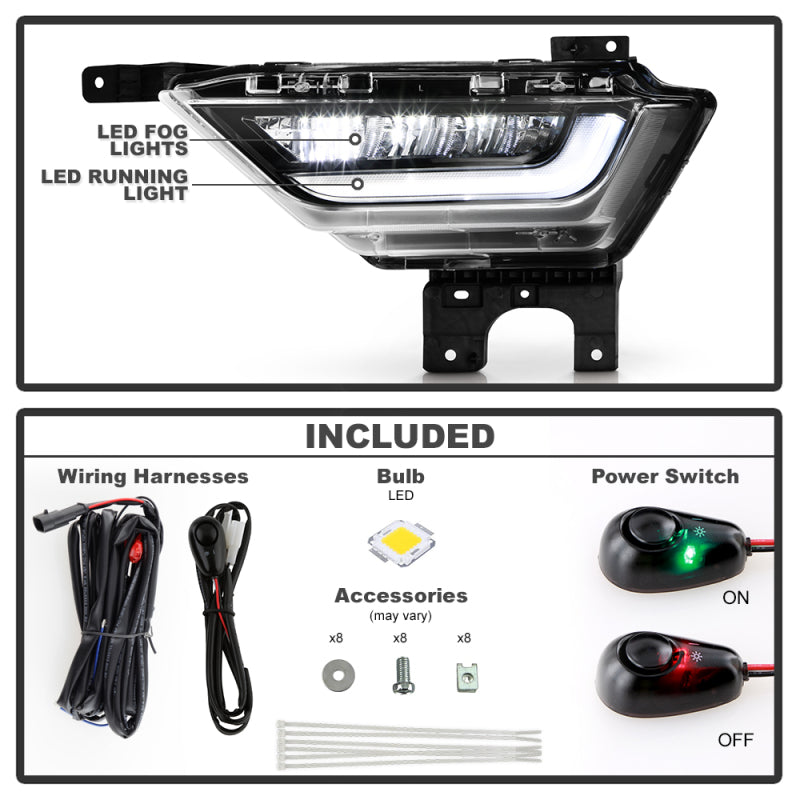 SPYDER 21-23 Ford F150 OEM Style Full LED Fog Lights w/ Switch FL-FF1502021-LED-C 9052255