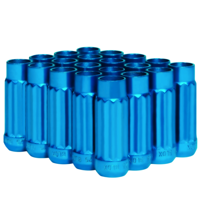 BLOX Racing 12-Sided P17 Tuner Lug Nuts 12x1.5 - Blue Steel - Set of 20 BXAC-00142-BL