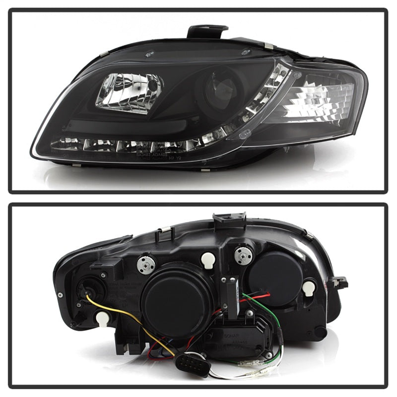 Spyder Audi A4 06-08 Projector Headlights Halogen Model Only - DRL Black PRO-YD-AA405-DRL-BK 5008572