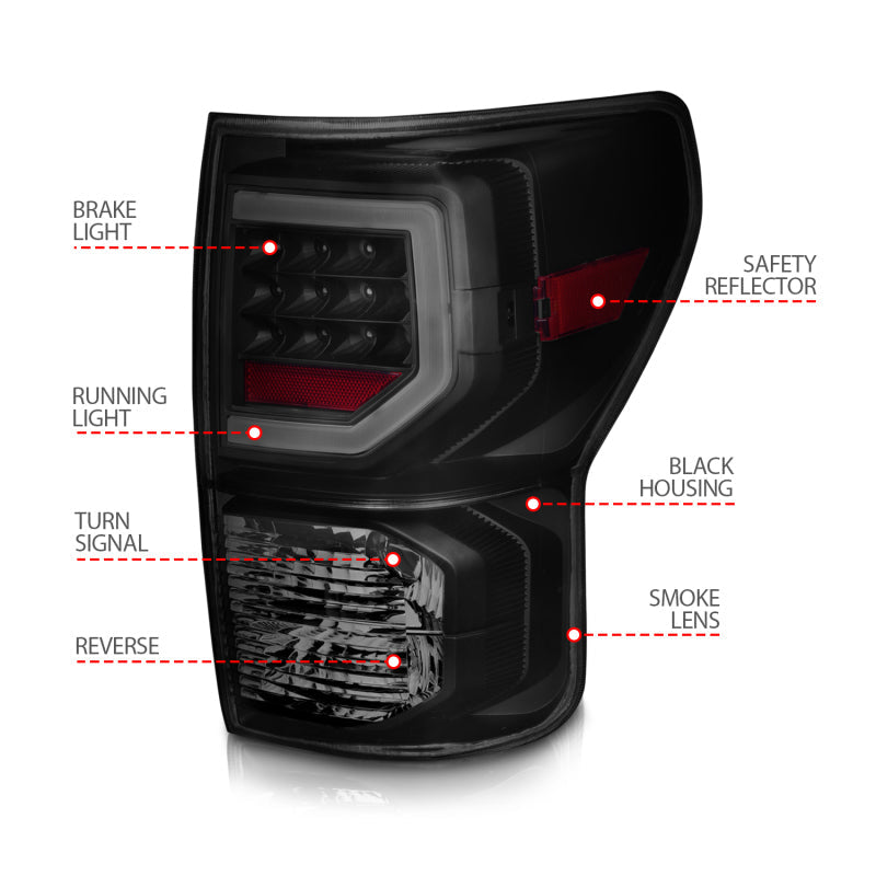 Anzo 07-11 Toyota Tundra Full LED Tailights Black Housing Smoke Lens G2 (w/C Light Bars) 311387