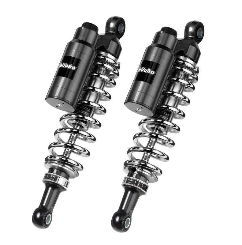 Bitubo Suspension Bitubo WMT0 Twinshocks Adj.: Spring Preload, Reb., Comp., Length 340mm, Piggyback Tank, Chr Edition HD001WMT03