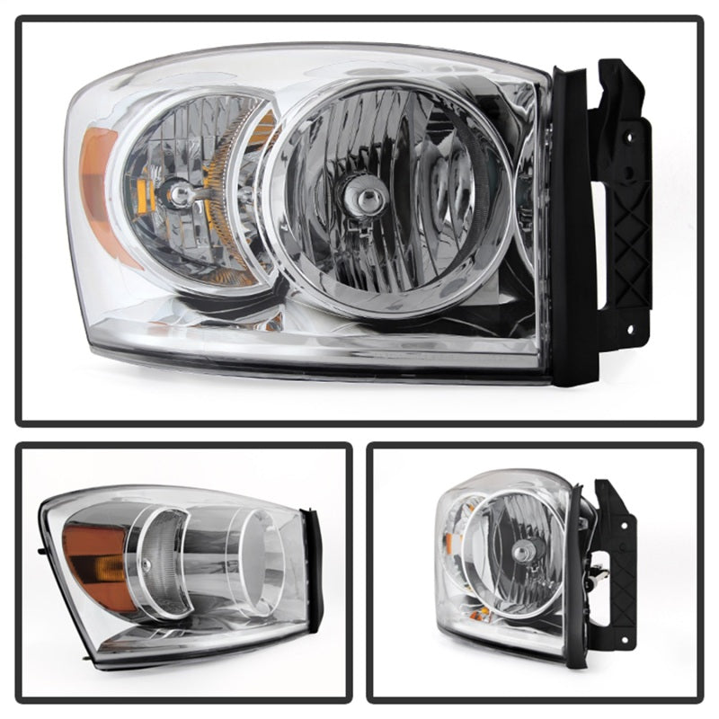 SPYDER Xtune Dodge Ram 1500 06-08 / Ram 2500/3500 06-09 Amber Crystal Headlights Chrome HD-JH-DR06-AM-C 9022913