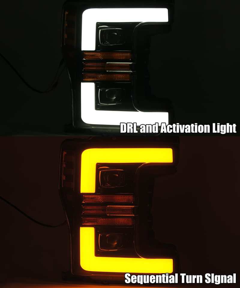 AlphaRex 17-19 Ford F-250 SD PRO-Series Proj Headlights Plank Style Chrome w/Activ Light/Seq Signal 880107 *Discontinued