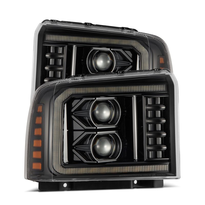 AlphaRex 05-07 Ford Super Duty/Excursion LUXX-Series LED Projector Headlights - Alpha-Black 880316 *Discontinued