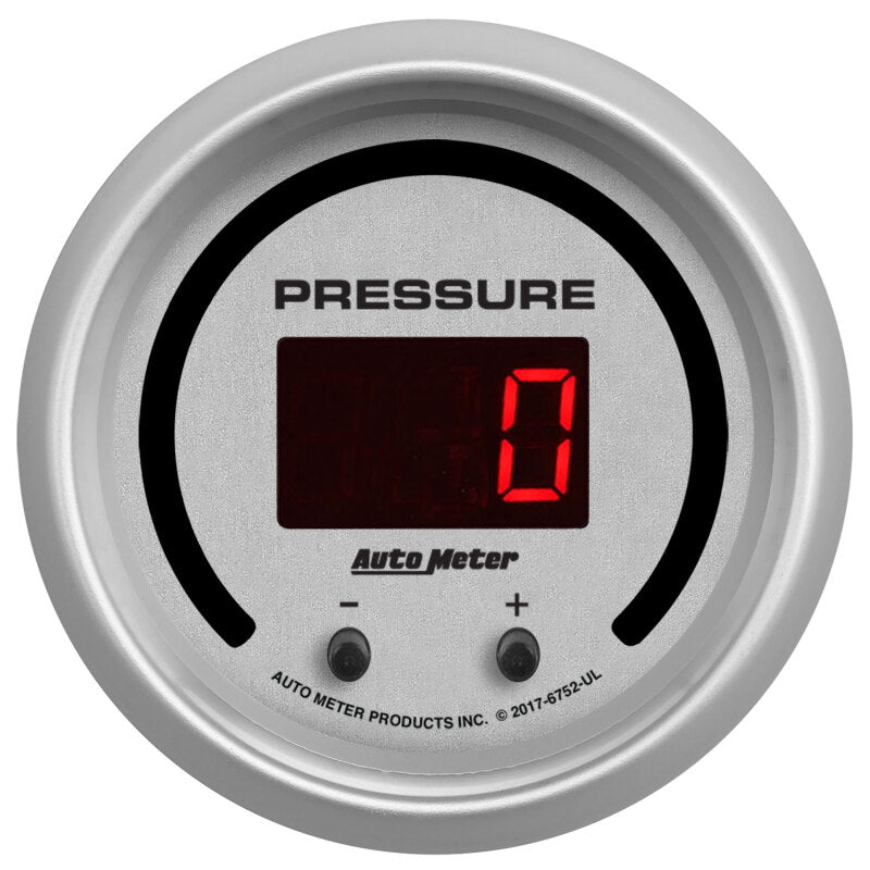 Autometer 52.4mm Silver Switchable 0-1600 PSI/0-110 BAR Fluid Pressure UltraLite Elite Digital Gauge 6752-UL