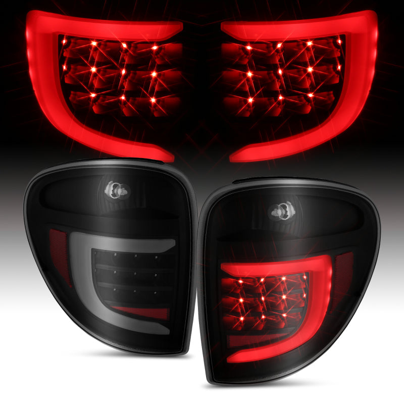 ANZO 2004-2007 Dodge Grand Caravan LED Tail Lights w/ Light Bar Black Housing Smoke Lens 311366