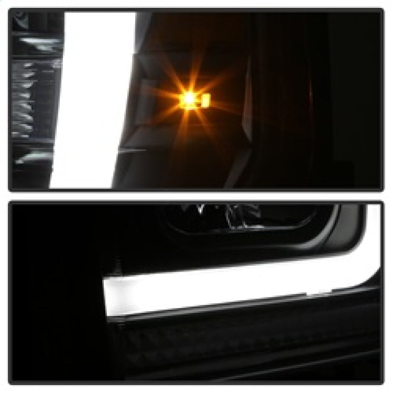 Spyder 08-10 Ford F-250 Projector Headlights V2 - Light Bar DRL LED - Black PRO-YD-FS08V2-LB-BK 5084477