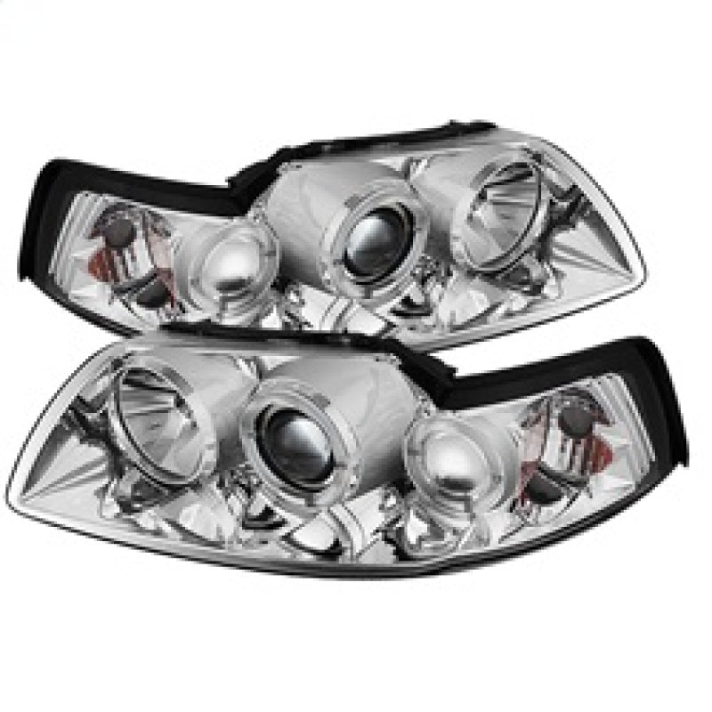Spyder Ford Mustang 99-04 Projector Headlights LED Halo Chrome High H1 Low H1 PRO-YD-FM99-1PC-AM-C 5010452