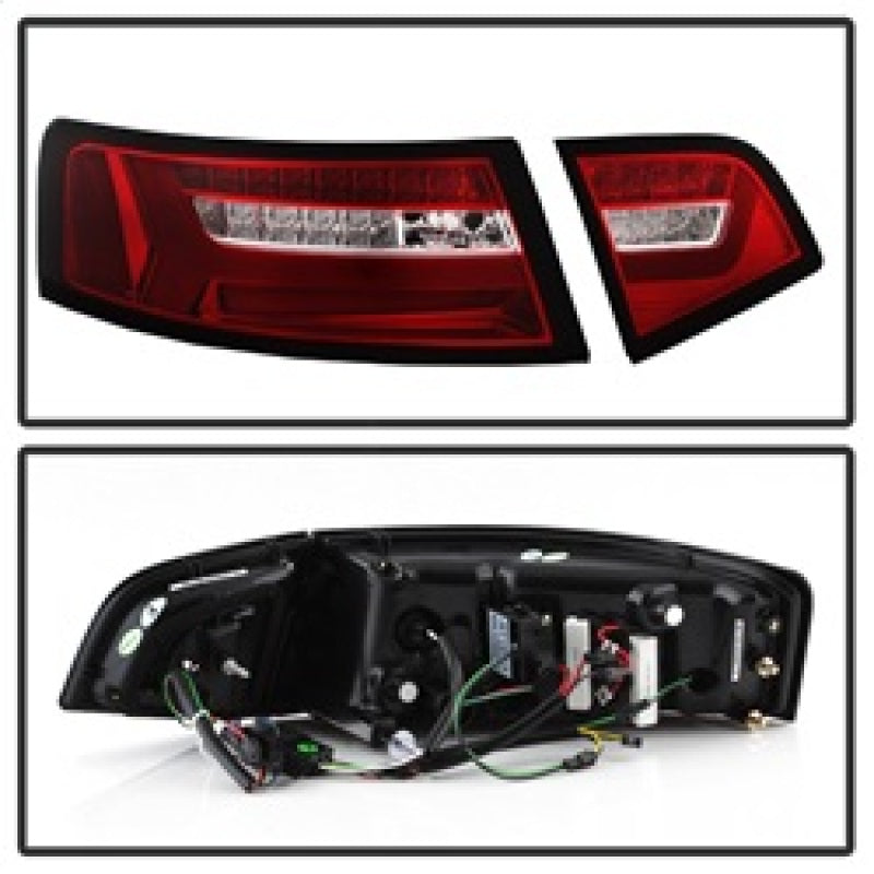Spyder 09-12 Audi A6 LED Tail Lights - Red Clear (ALT-YD-AA609-LED-RC) 5085191