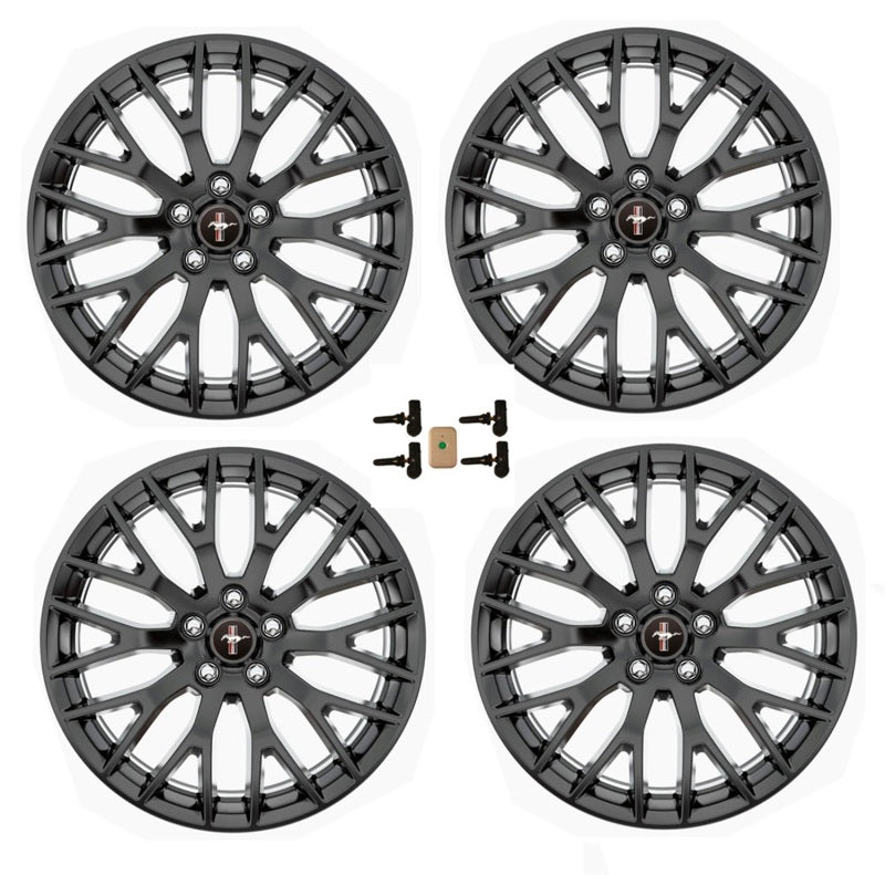 Ford Racing 15-16 Mustang GT 19X9 and 19X9.5 Wheel Set with TPMS Kit - Matte Black M-1007K-M19XB