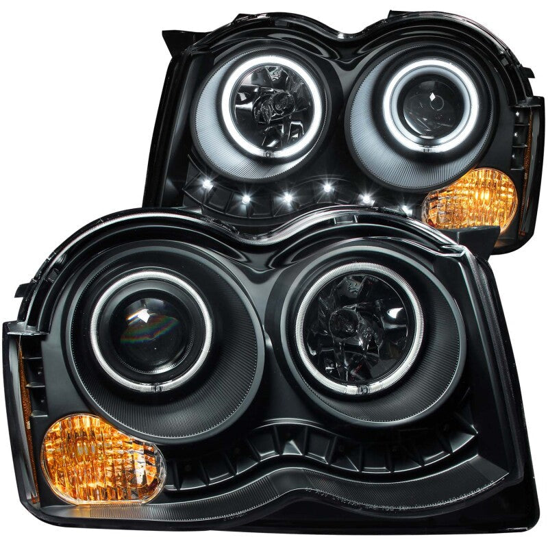 Anzo 2008-2010 Jeep Grand Cherokee Projector Headlights w/ Halo Black CCFL