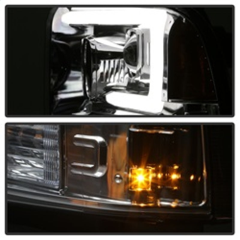 Spyder 05-07 Ford F250/350/450 SD Ver 2 Proj Headlights - Light Bar DRL - Black PRO-YD-FS05V2-LB-C 5084682