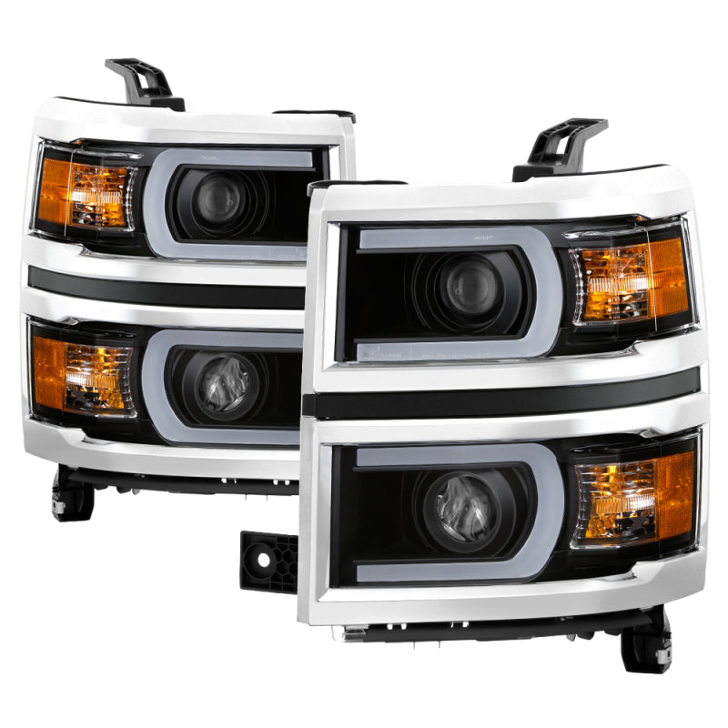 SPYDER Xtune Chevy Silverado 1500 14-15 Projector Headlights Light Bar Drl Black PRO-JH-CS14-LBDRL-BK 9034961