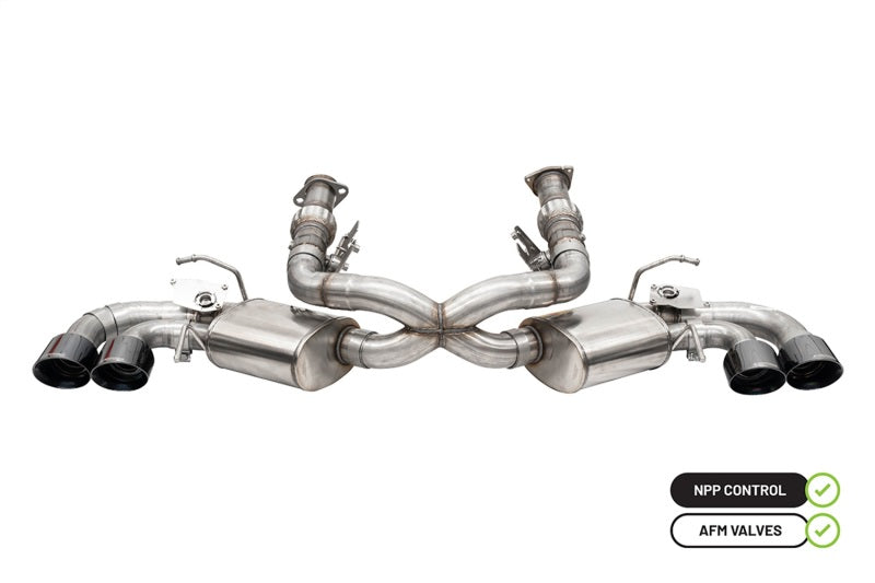 Corsa 2020 Corvette C8 3in Valved Cat-Back 4.5in Blk Quad Tips - Fits Factory Perf Exhaust w/ AFM 21100BLK