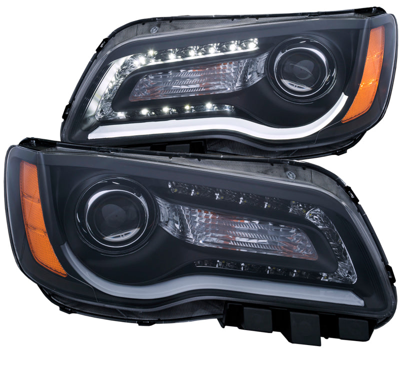 Anzo 2011-2014 Chrysler 300 Projector Headlights w/Plank Style Design Black