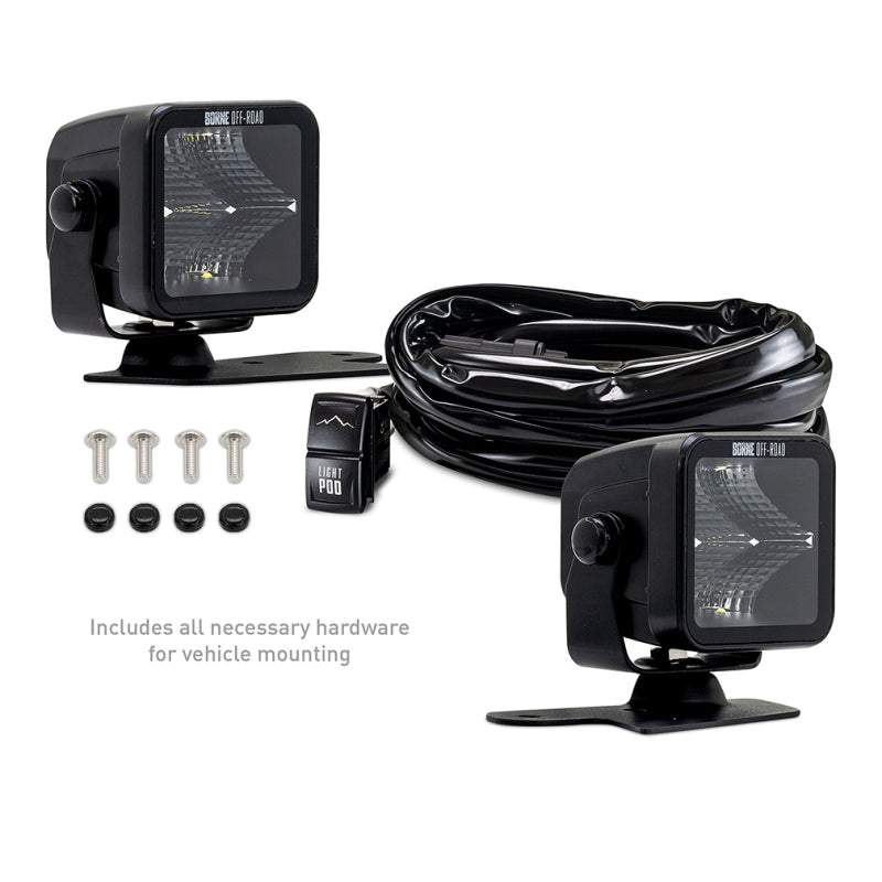 Borne Off-Road 21+ Bronco Light Pods 2pc Ditch 3x3 Flood BNLT-BR-21-DT2F