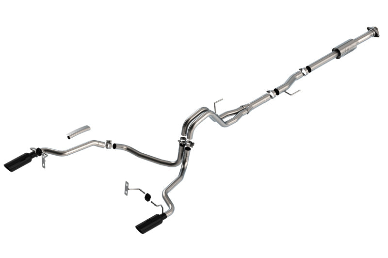 Borla F-150 2021 2.7L/3.5L 4dr CC SB EC STB Lari/King R/Plinum/LTD 3/2.25 SRE CB AK BLK CHR Tips 140864BC