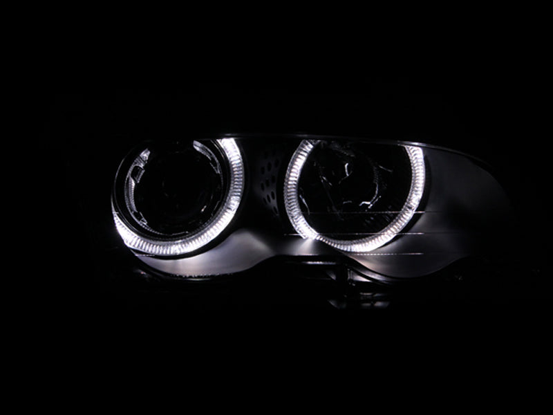 Anzo 1999-2001 BMW 3 Series E46 Projector Headlights w/ Halo Black