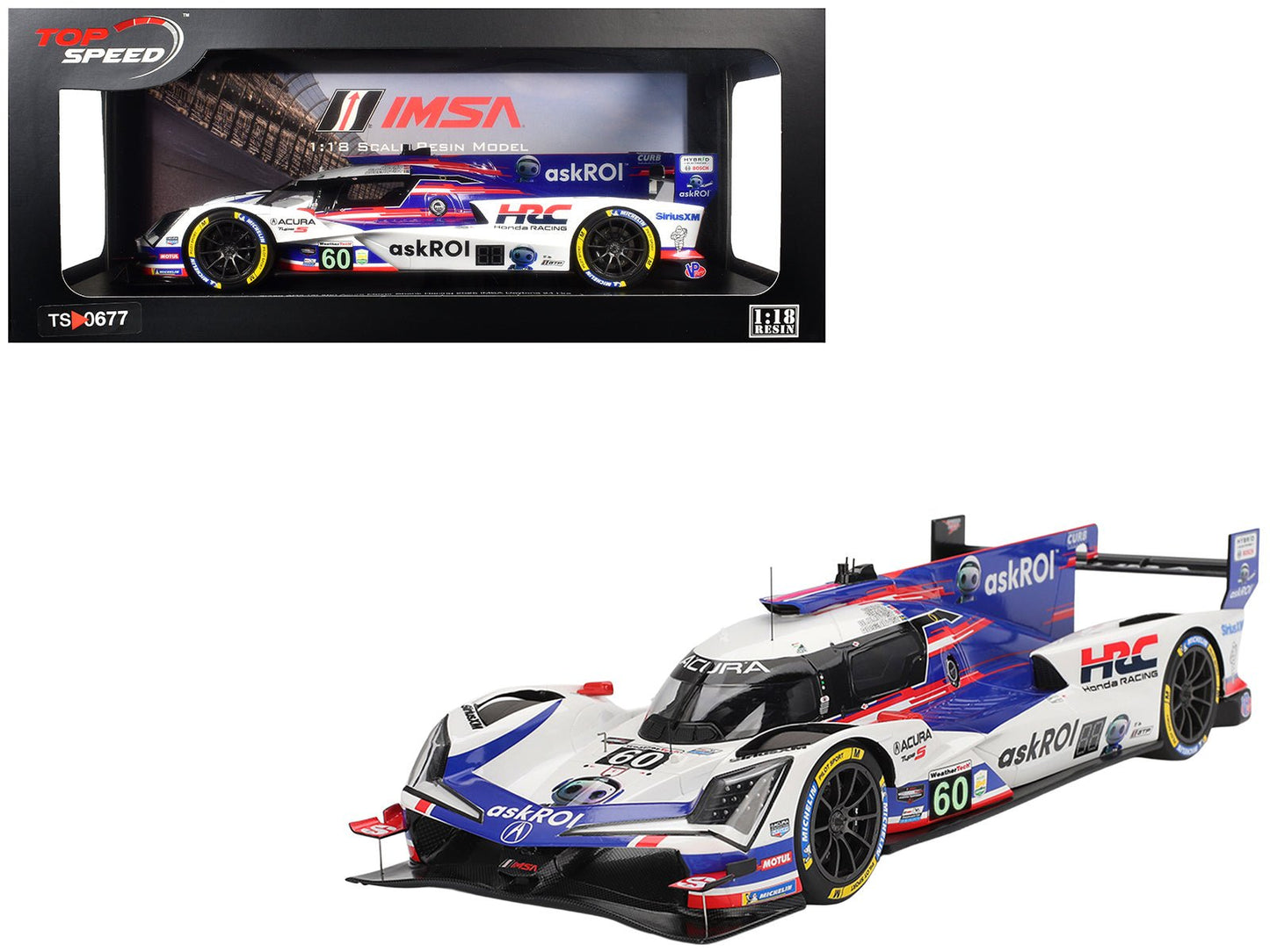 Acura ARX-06 GTP #60 Tom Blomqvist - Colin Braun - Scott Dixon - Felix Rosenqvist "Acura Meyer Shank Racing with Curb-Agajanian" 2nd Place IMSA "24 Hours of Daytona" (2025) 1/18 Model Car by Top Speed  free shipping USA