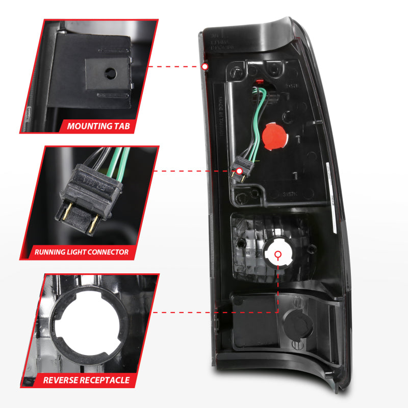 ANZO 1999-2002 Chevy Silverado 1500 LED Taillights Plank Style Black w/Smoke Lens 311325