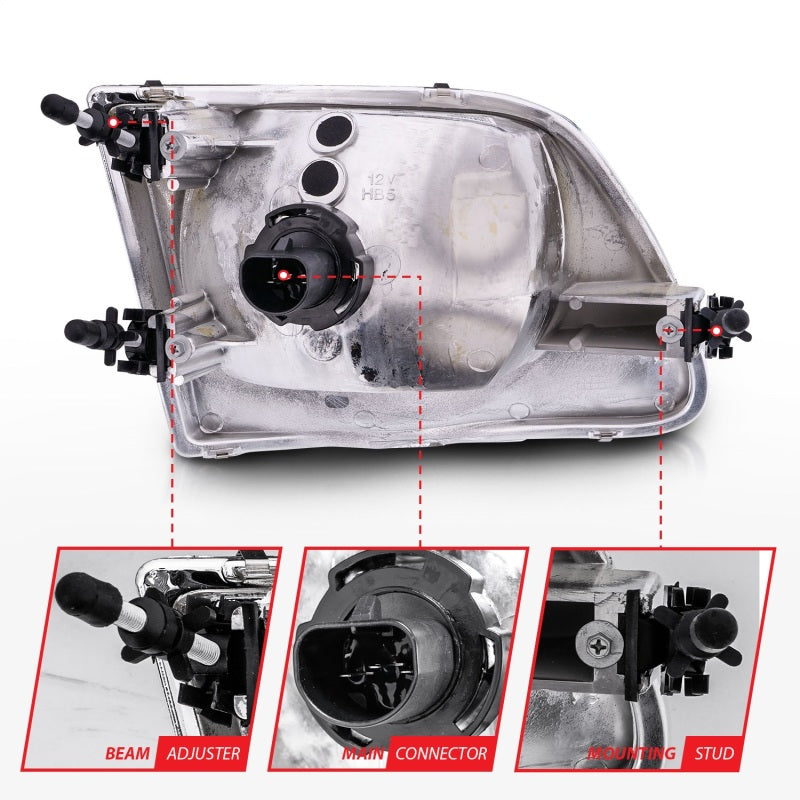Anzo 1997-2003 Ford F-150 Crystal Headlights Chrome