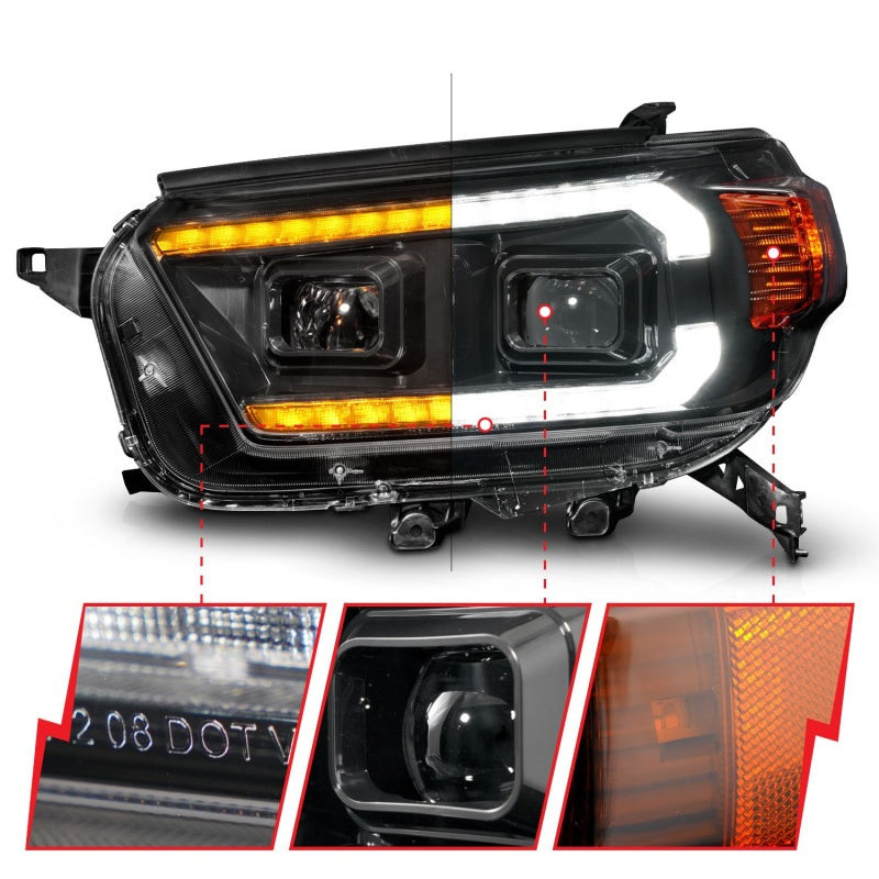 ANZO 10-13 Toyota 4Runner Projector Headlights - Black 111602