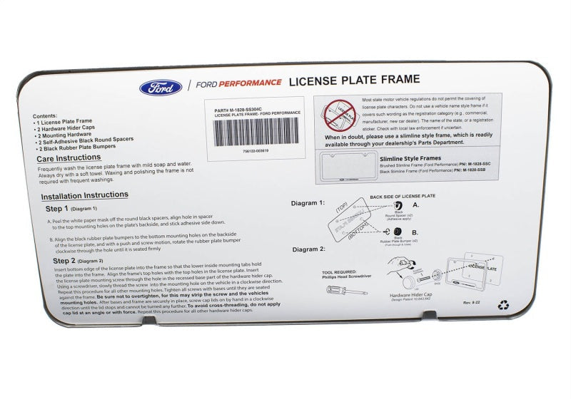 Ford Racing Stainless Steel Ford Performance License Plate Frame M-1828-SS304C