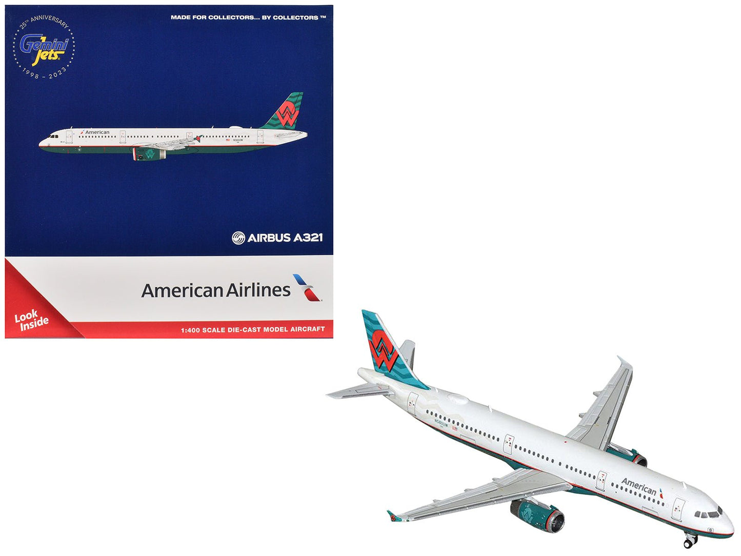 Airbus A321 Commercial Aircraft "American Airlines - America West Heritage Jet" (N580UW) White with Tail Graphics 1/400 Diecast Model Airplane by GeminiJets  free shipping USA