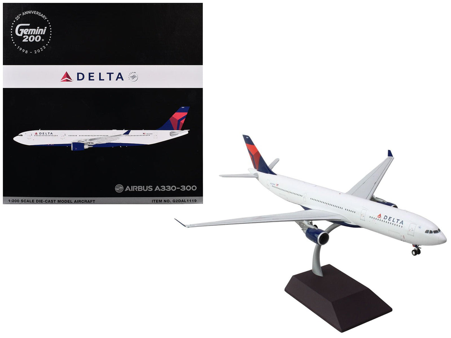 Airbus A330-300 Commercial Aircraft "Delta Air Lines" (N829NW) White with Blue and Red Tail "Gemini 200" Series 1/200 Diecast Model Airplane by GeminiJets  free shipping USA