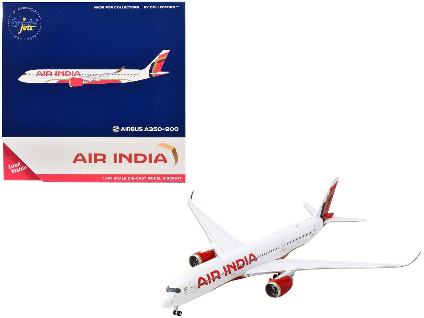 Airbus A350-900 Commercial Aircraft "Air India" (VT-JRH) White with Tail Graphics 1/400 Diecast Model Airplane by GeminiJets  free shipping USA