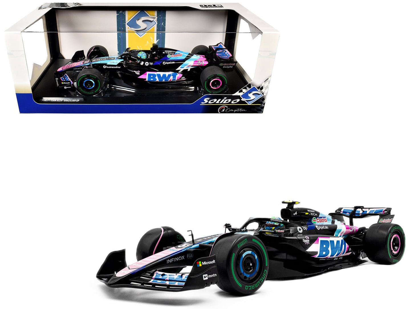 Alpine A524 #31 Esteban Ocon "BWT" 2nd Place F1 "Sao Paulo GP" (2024) "Competition" Series 1/18 Diecast Model Car by Solido  free shipping USA