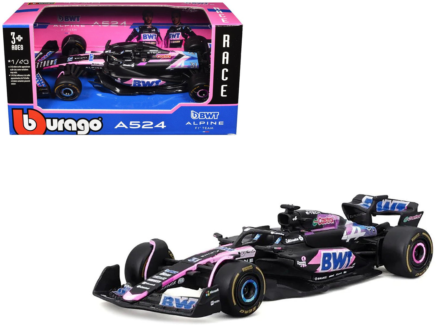 Alpine A524 #31 Esteban Ocon "BWT" "Formula One F1 World Championship" (2024) "Race" Series 1/43 Diecast Model Car by Bburago  free shipping USA