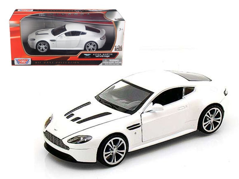Aston Martin V12 Vantage Pearl White 1/24 Diecast Car Model by Motormax  free shipping USA