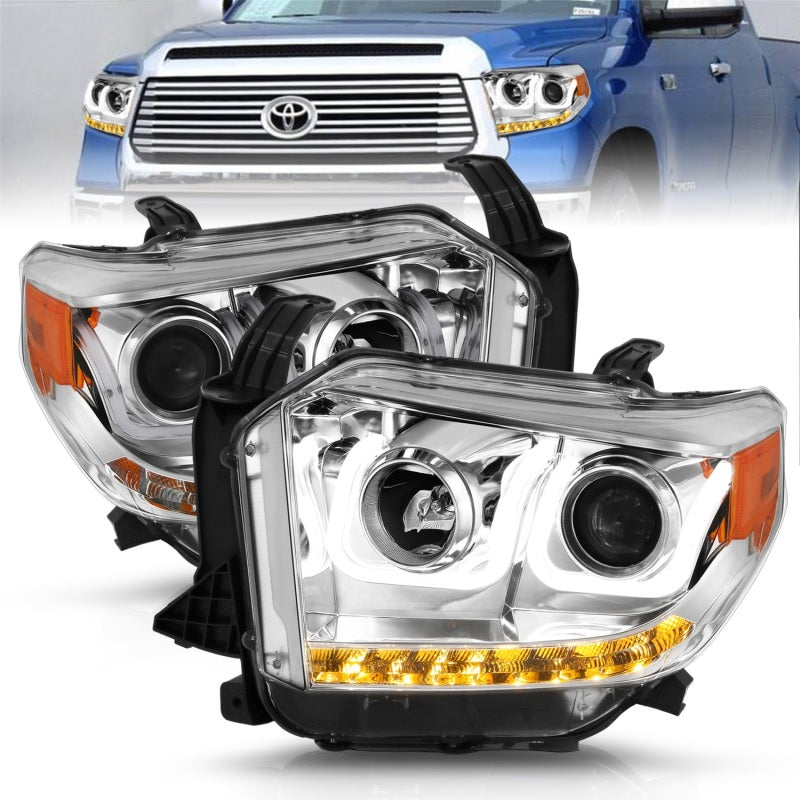 Anzo 2014-2015 Toyota Tundra Projector Headlights w/ U-Bar Chrome w/ DRL