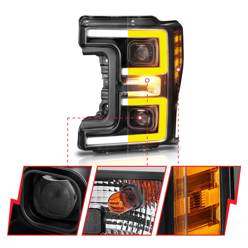 Anzo LED Headlights 17-18 Ford F-250 Projector Plank-Style