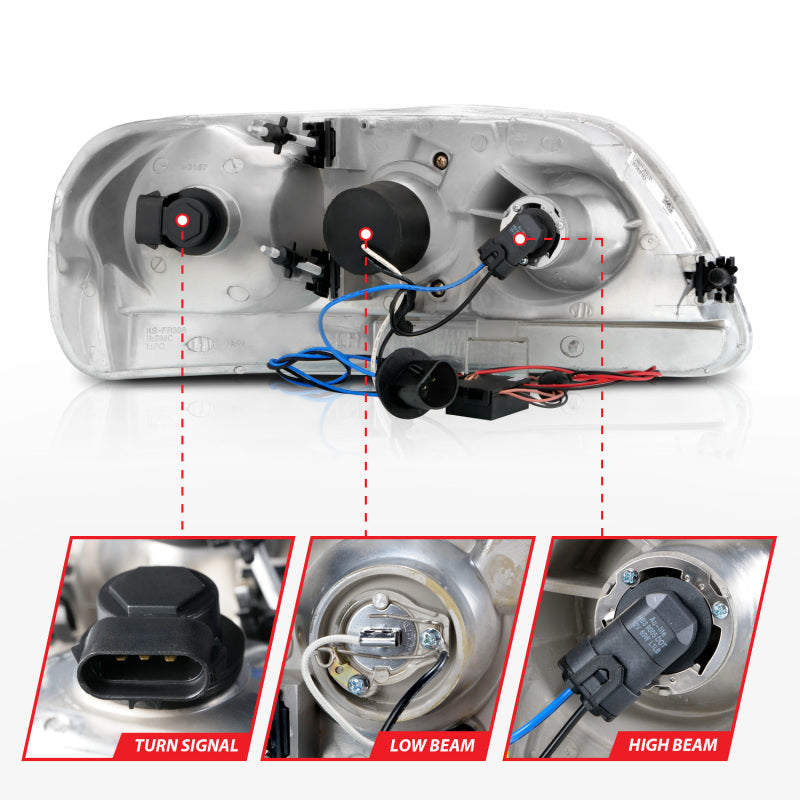 Anzo 1997.5-2003 Ford F-150 Projector Headlights w/ Halo Chrome 1pc