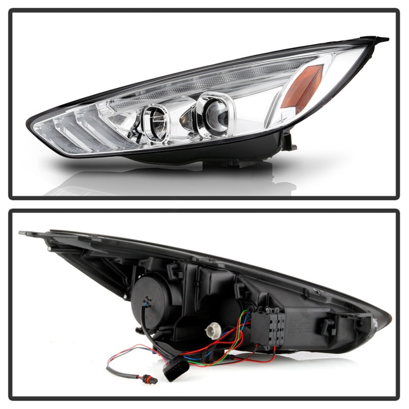 Spyder 15-18 Ford Focus Projector Headlights - Seq Turn Light Bar - Chrome PRO-YD-FF15-LBSEQ-C 5086457