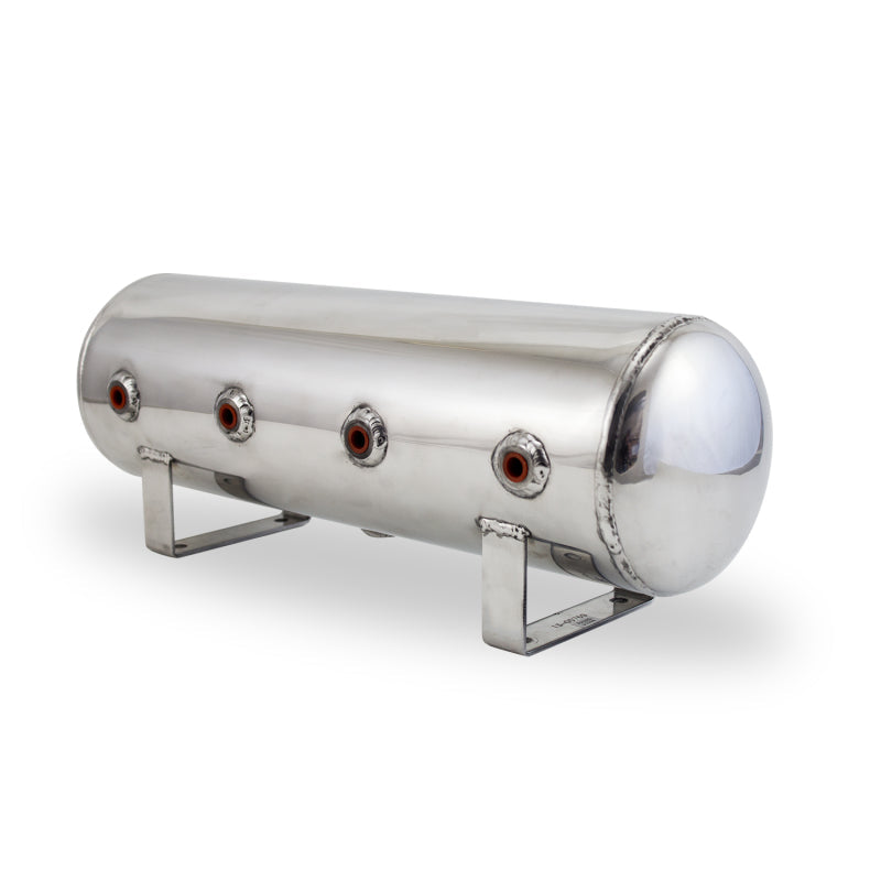 AIRLIFT 2.5 Gal Alum Air Tank - (4) 1/4" face ports, & 1/4" drain port - 20" L