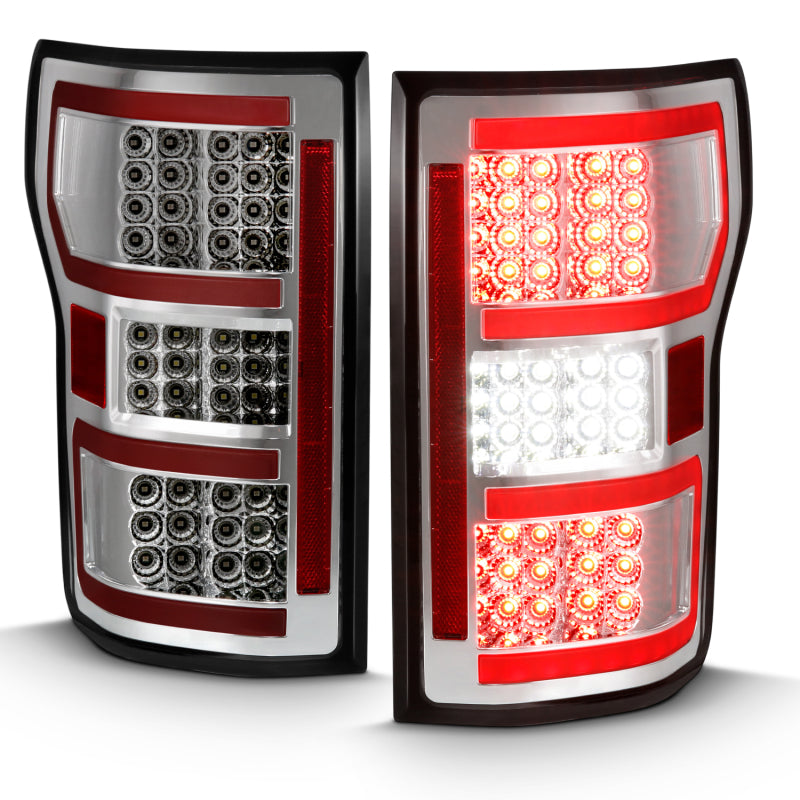 ANZO 2018-2019 Ford F-150 LED Taillight Chrome (Red Light Bar) (w/ Sequential) 311316