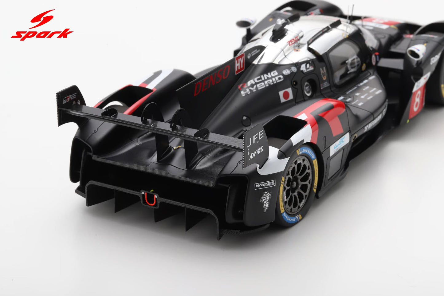 Spark Model Toyota GR010 Hybrid LMDh Team Toyota Gazoo Racing #8 WEC 24hrs Le Mans 2025 Black 1:18 WITH DISPLAY