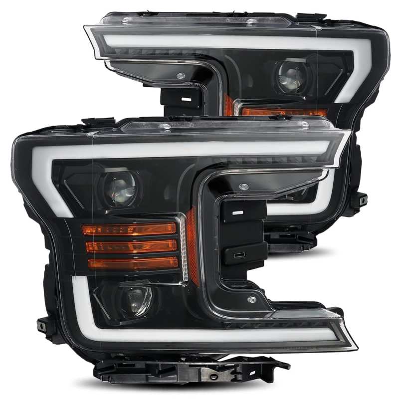 AlphaRex 18-20 Ford F-150 LUXX LED Proj Headlights Plank Style Jet Blk w/Activ Light/Seq Signal/DRL 880174 *Discontinued