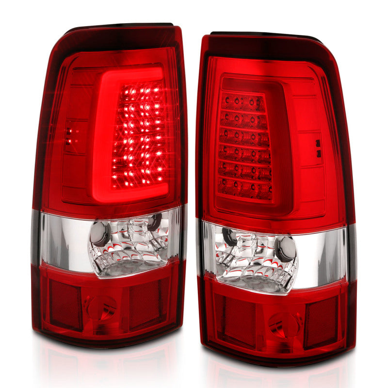 ANZO 1999-2002 Chevy Silverado 1500 LED Taillights Plank Style Chrome With Red/Clear Lens 311332