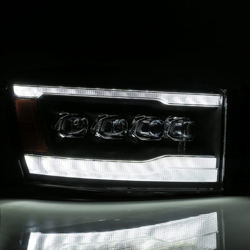 AlphaRex 06-08 Dodge Ram 1500HD NOVA LED ProjHeadlights Plank Style Blk w/Seq Signal/DRL/Amber LED 880536 *Discontinued