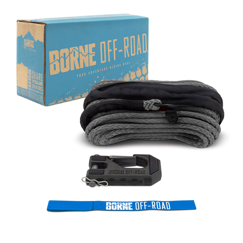 Borne Off-Road Winch Hook - 3/8in Rope - Hand Strap - Grey BNWN-SR-38-85KGR