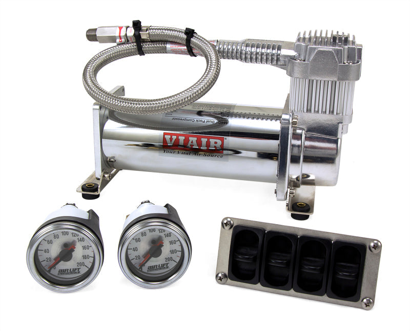 AIRLIFT 4-Way Manual Control system, 1/4" Air Lines, 4 Gallon Tank, 380 Comp.