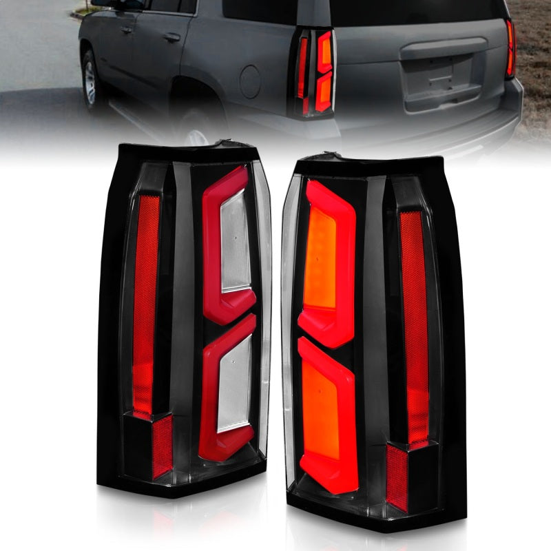 ANZO 2015-2020 Chevrolet Tahoe LED Tail Lights w/ Light Bar Black Housing Clear Lens 311374