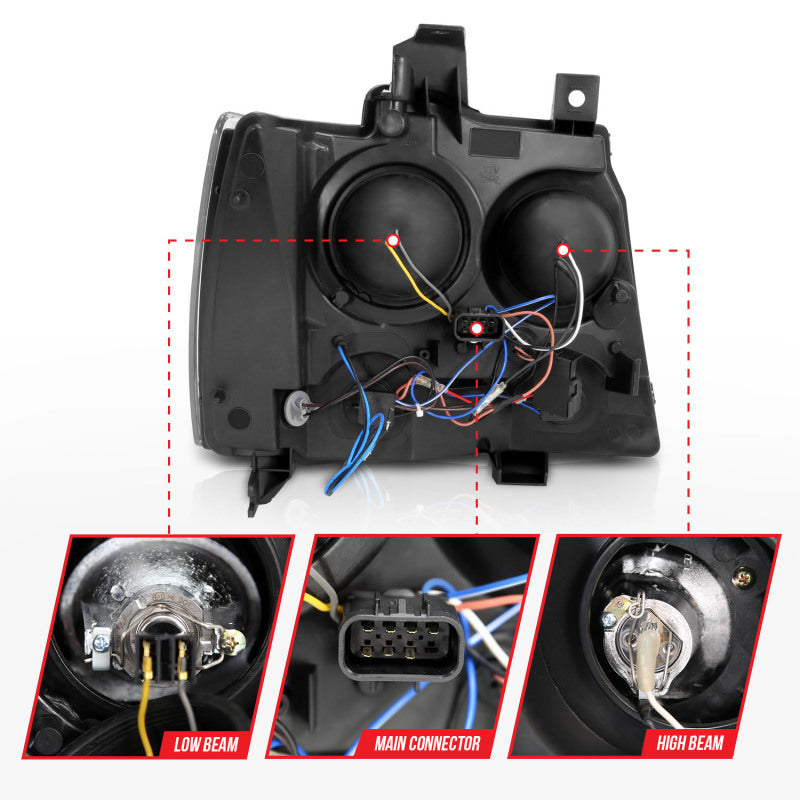 Anzo 2007-2013 Chevrolet Avalanche Projector Headlights w/ Halo Chrome