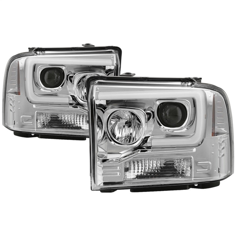 Spyder 05-07 Ford F250/350/450 SD Ver 2 Proj Headlights - Light Bar DRL - Black PRO-YD-FS05V2-LB-C 5084682