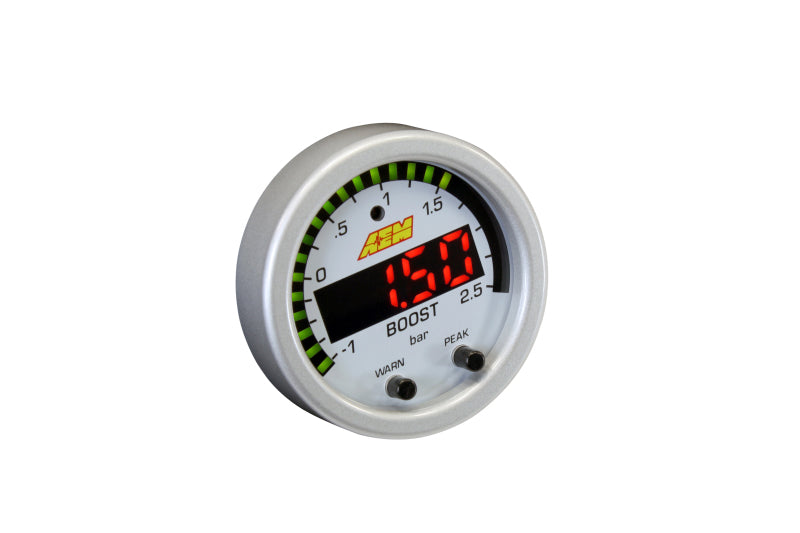 AEM Electronics X-Series Boost Pressure Gauge -30inHg-35psi / -1-2.5bar. Black Bezel &